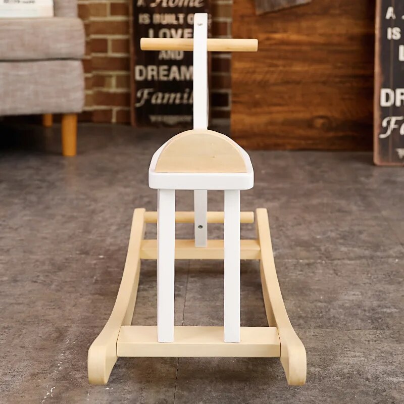 LazyChild New Children's Rocking Horse Safety Rocking Horse Nordic Style Pure Wooden Wooden Horse Baby Toy Birthday Gift 2023