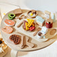 Kinder Luxus Küche Pretend Play Set Holz Imitation Spiel Topf Set Kochen Lebensmittel Simulation Kuchen Brot Backen Spielzeug für Mädchen für Holz Spielküche