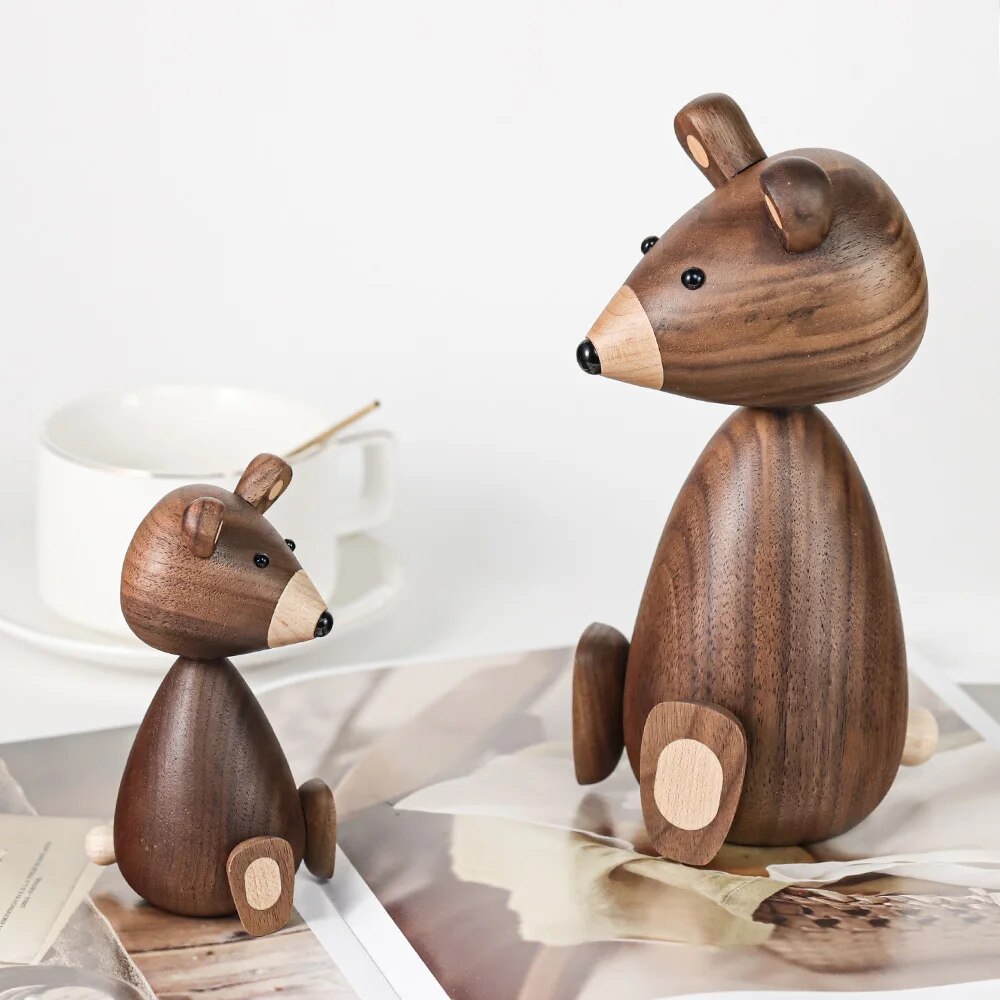 Denmark Wooden Brown Bear Family Gifts/Crafts/Toys Wood Squirrel Home Decorative Figurines High Quality Nordic Design Room Decor
