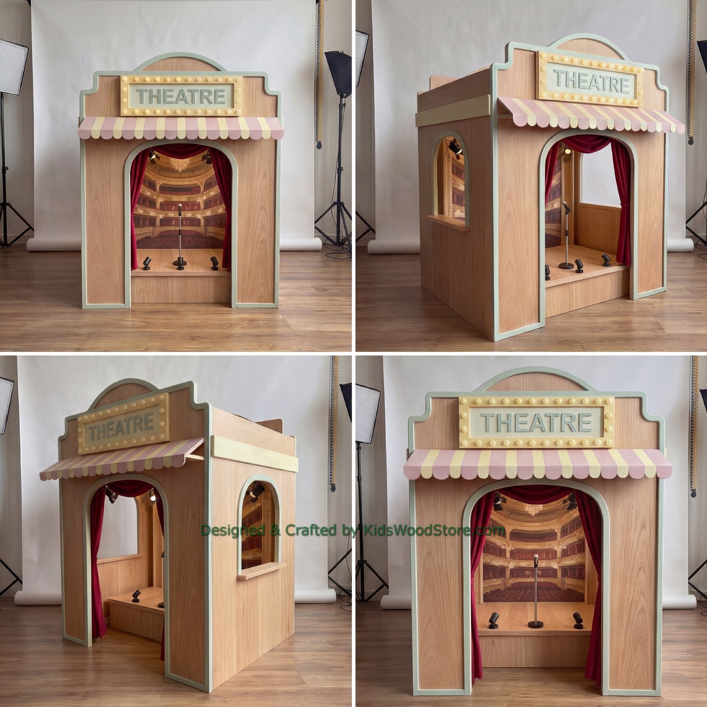 Wooden Theatre Playhouse + Furnitures for Kids | Personalized 25+ Themes | All-Inclusive Turnkey Project