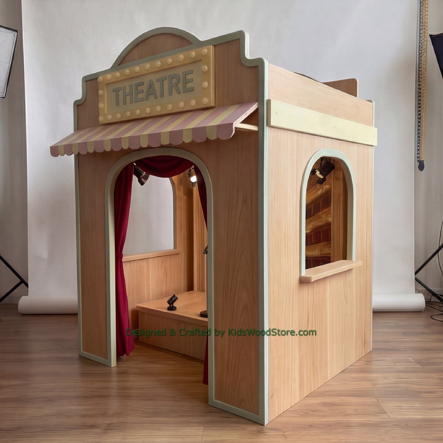 Wooden Theatre Playhouse + Furnitures for Kids | Personalized 25+ Themes | All-Inclusive Turnkey Project
