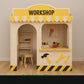 Workshop Wooden Playhouse | Indoor Outdoor Pretend Playhouse