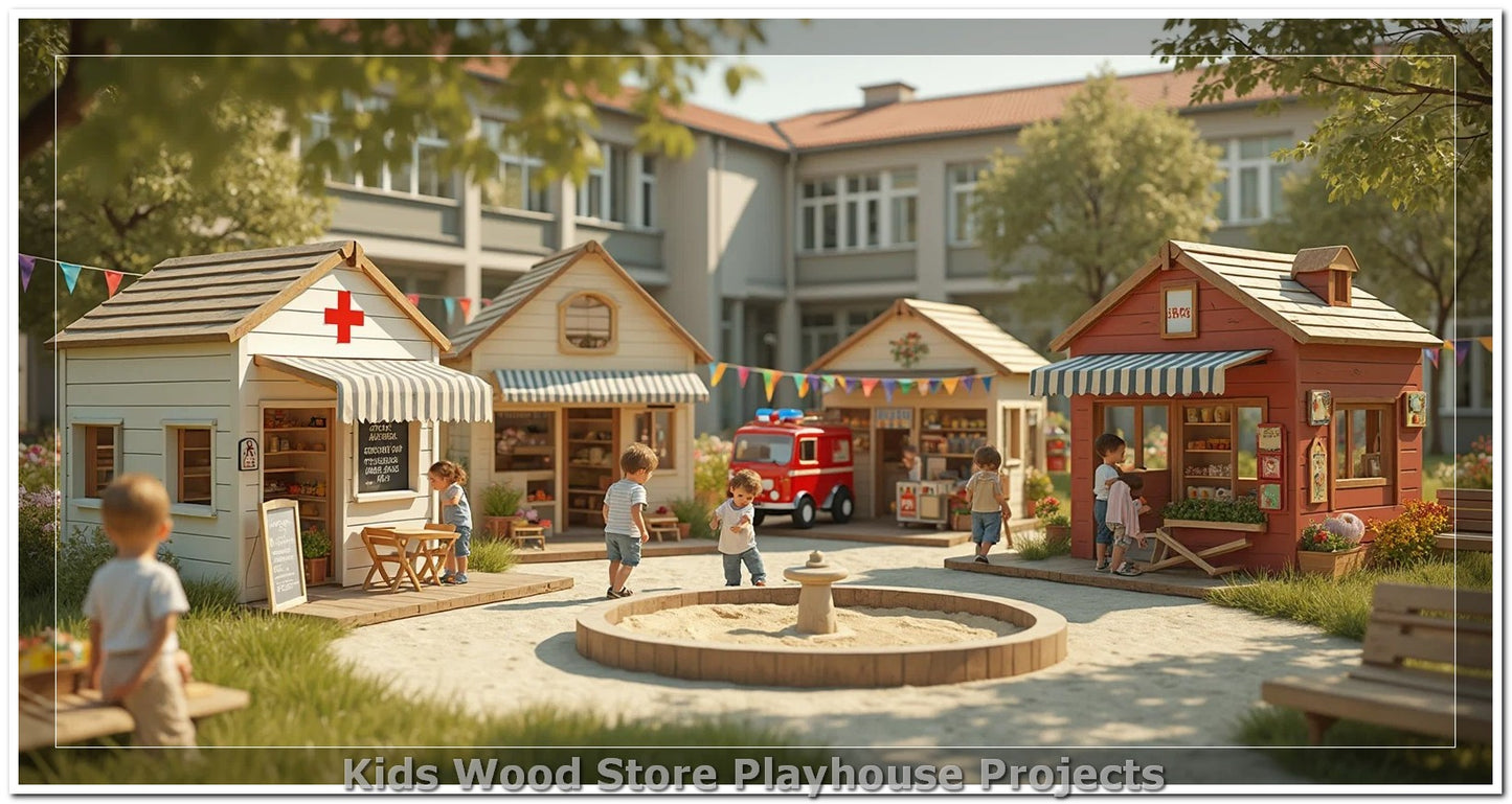 Individuell gestaltbare, pädagogische Spielstädte aus Holz für drinnen und draußen – fantasieanregende Designs für Kindertagesstätten, Spielcafés und Spielhäuser