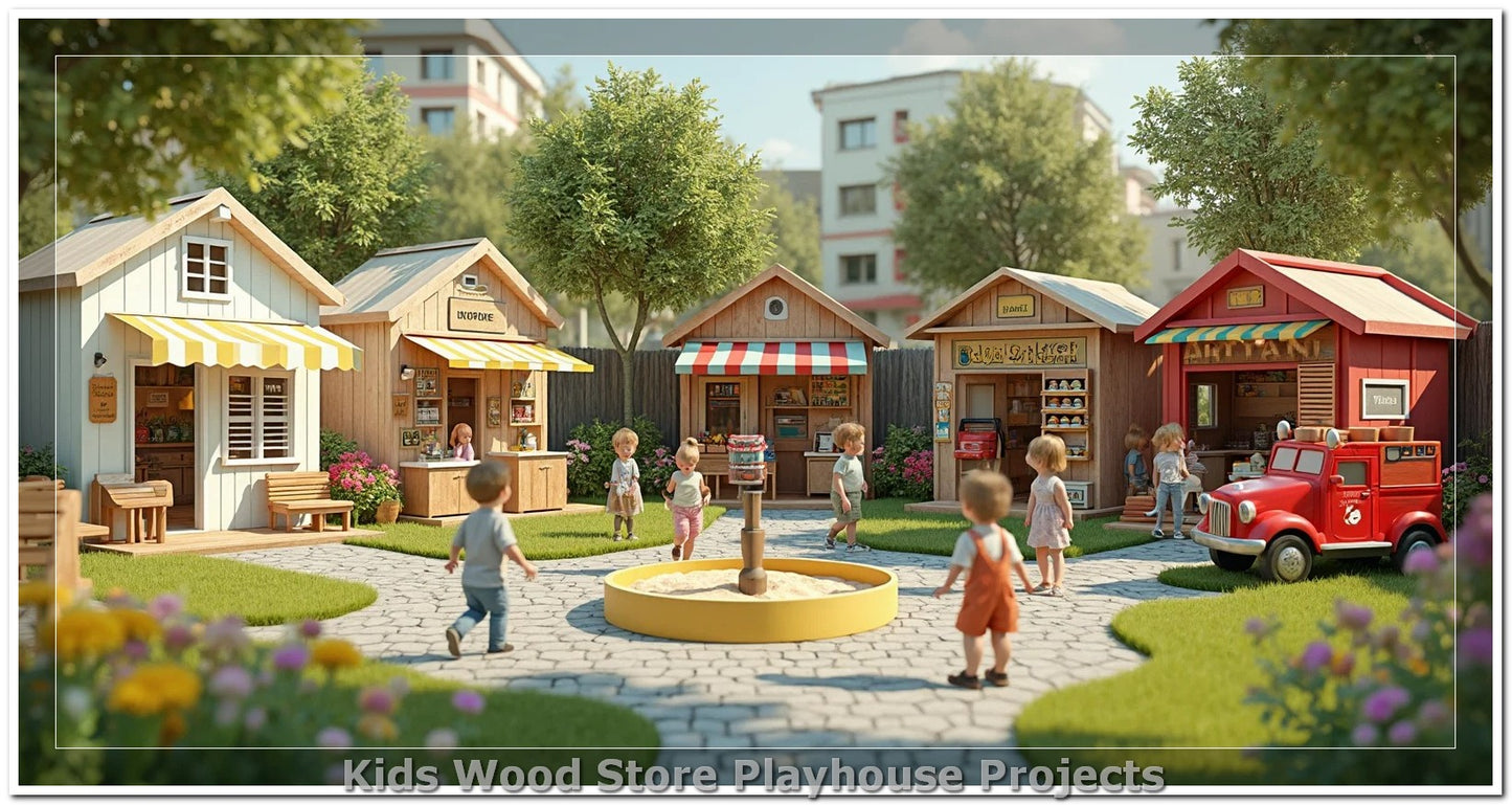 Individuell gestaltbare, pädagogische Spielstädte aus Holz für drinnen und draußen – fantasieanregende Designs für Kindertagesstätten, Spielcafés und Spielhäuser