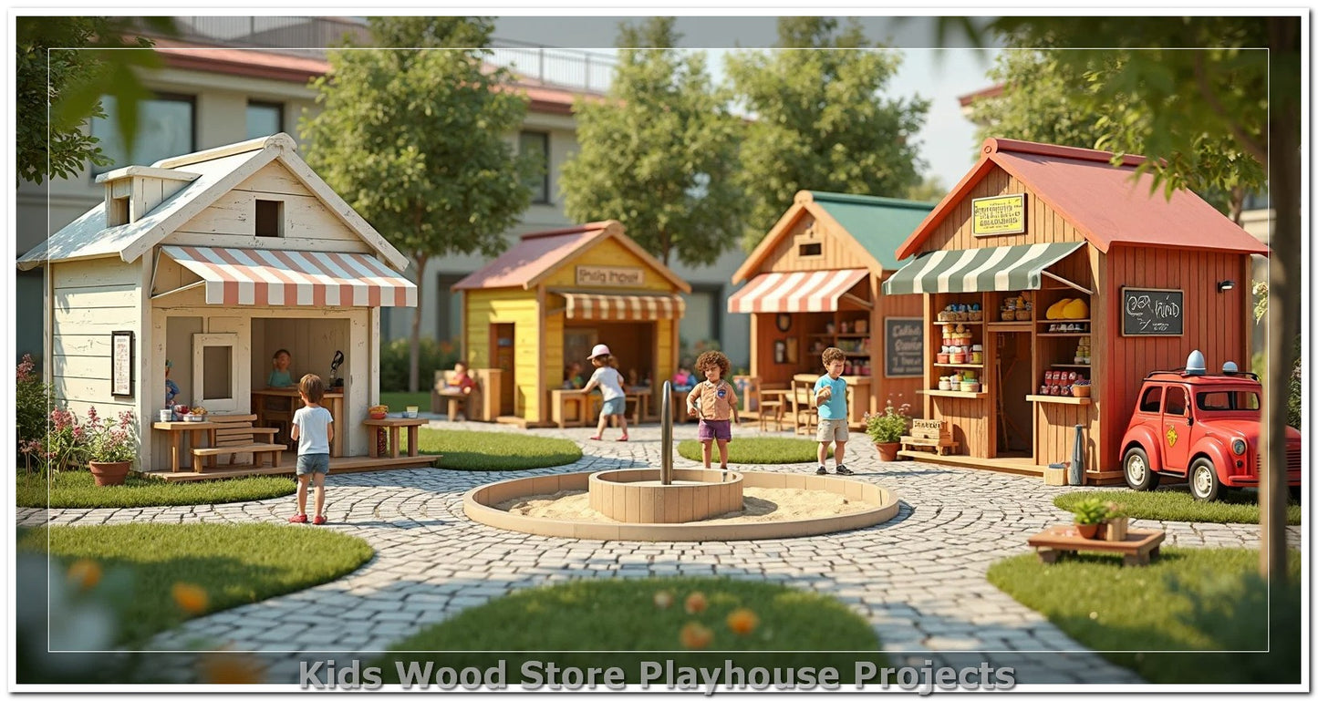 Individuell gestaltbare, pädagogische Spielstädte aus Holz für drinnen und draußen – fantasieanregende Designs für Kindertagesstätten, Spielcafés und Spielhäuser