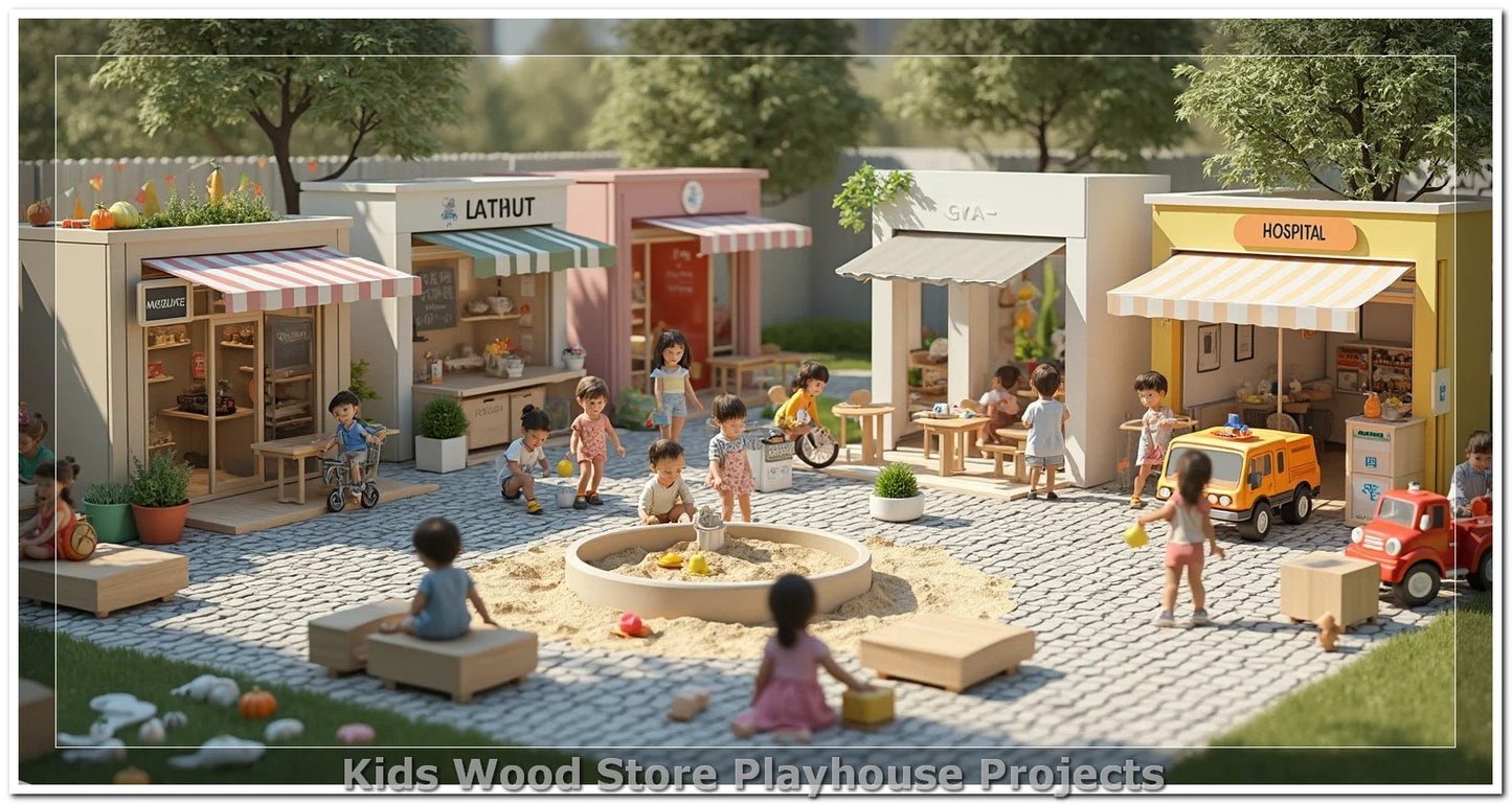 Customizable Wooden Play Town for Children: Unique Learning and Fun Spaces for Daycares, Play Cafes and Playhouses