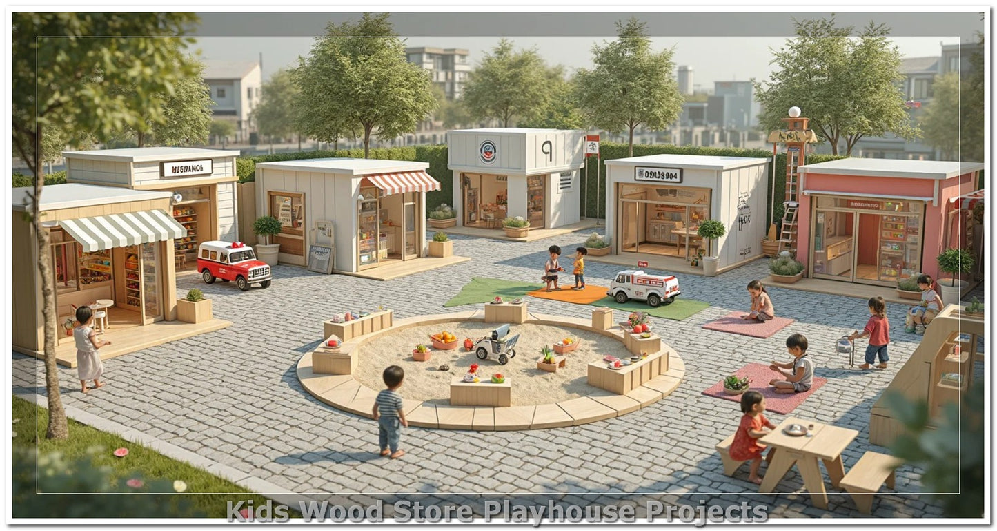 Customizable Wooden Play Town for Children: Unique Learning and Fun Spaces for Daycares, Play Cafes and Playhouses