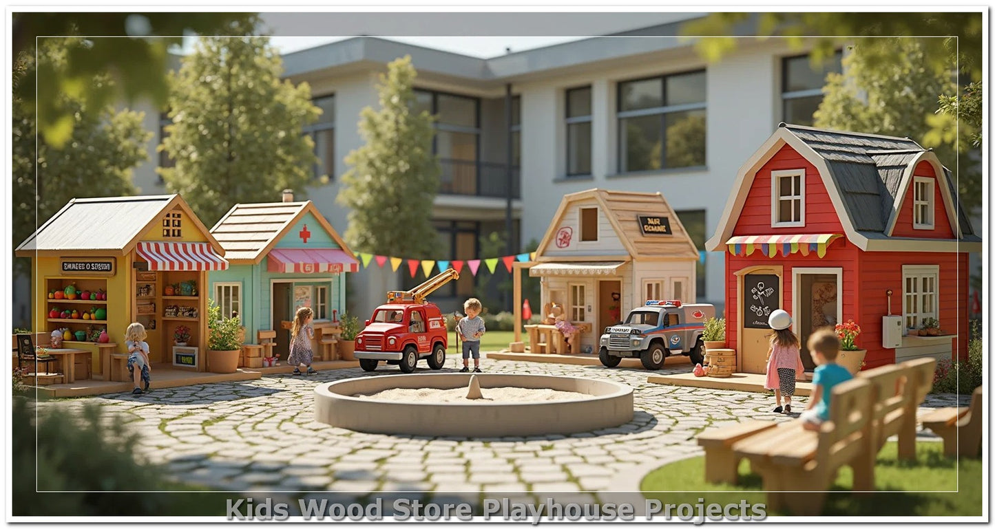 Customizable Wooden Play Town for Children: Unique Learning and Fun Spaces for Daycares, Play Cafes and Playhouses