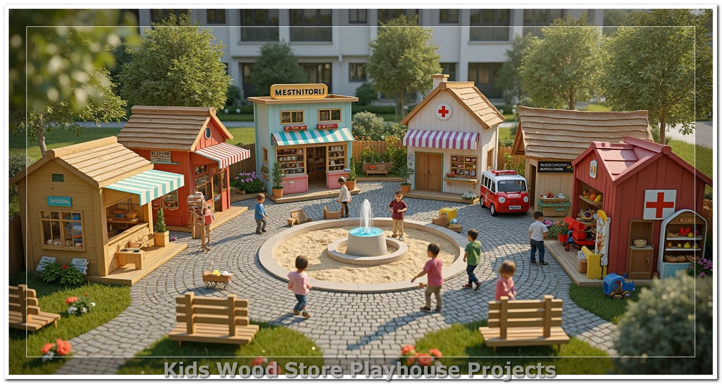 Individuell gestaltbare, pädagogische Spielstädte aus Holz für drinnen und draußen – fantasieanregende Designs für Kindertagesstätten, Spielcafés und Spielhäuser