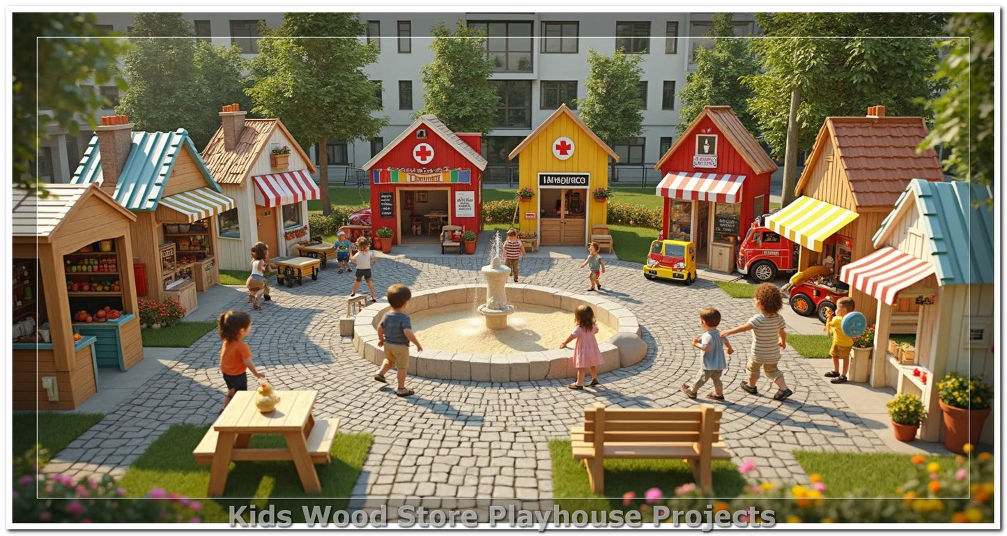 Individuell gestaltbare, pädagogische Spielstädte aus Holz für drinnen und draußen – fantasieanregende Designs für Kindertagesstätten, Spielcafés und Spielhäuser