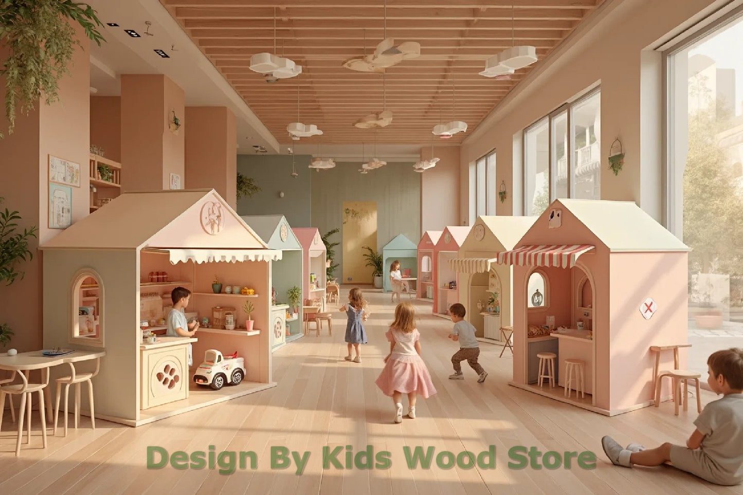 Customizable Educational Indoor and Outdoor Wooden Play Towns for Kids – Imagination-Boosting Designs for Daycares, Play Cafes and Playhouses