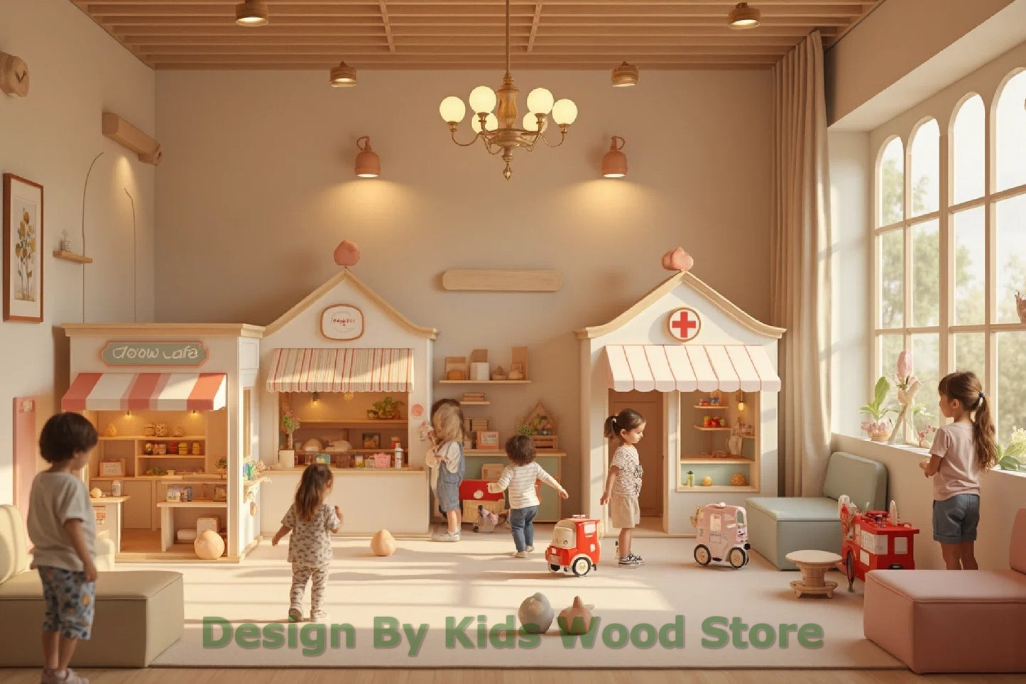 Customizable Educational Indoor and Outdoor Wooden Play Towns for Kids – Imagination-Boosting Designs for Daycares, Play Cafes and Playhouses