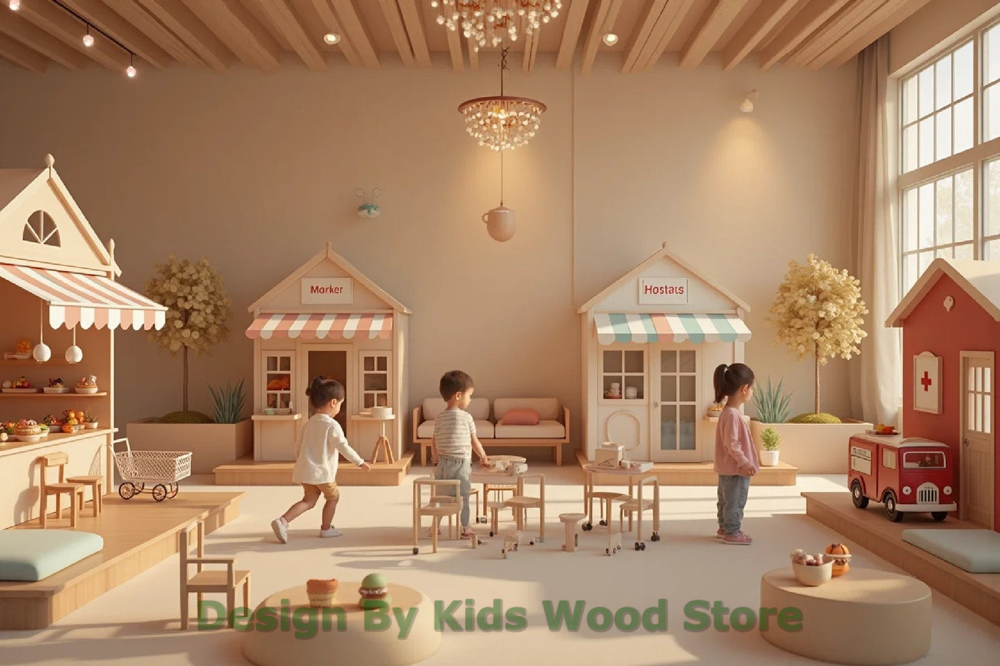 Customizable Educational Indoor Wooden Play Towns for Kids – Imagination-Boosting Designs for Daycares, Play Cafes and Playhouses