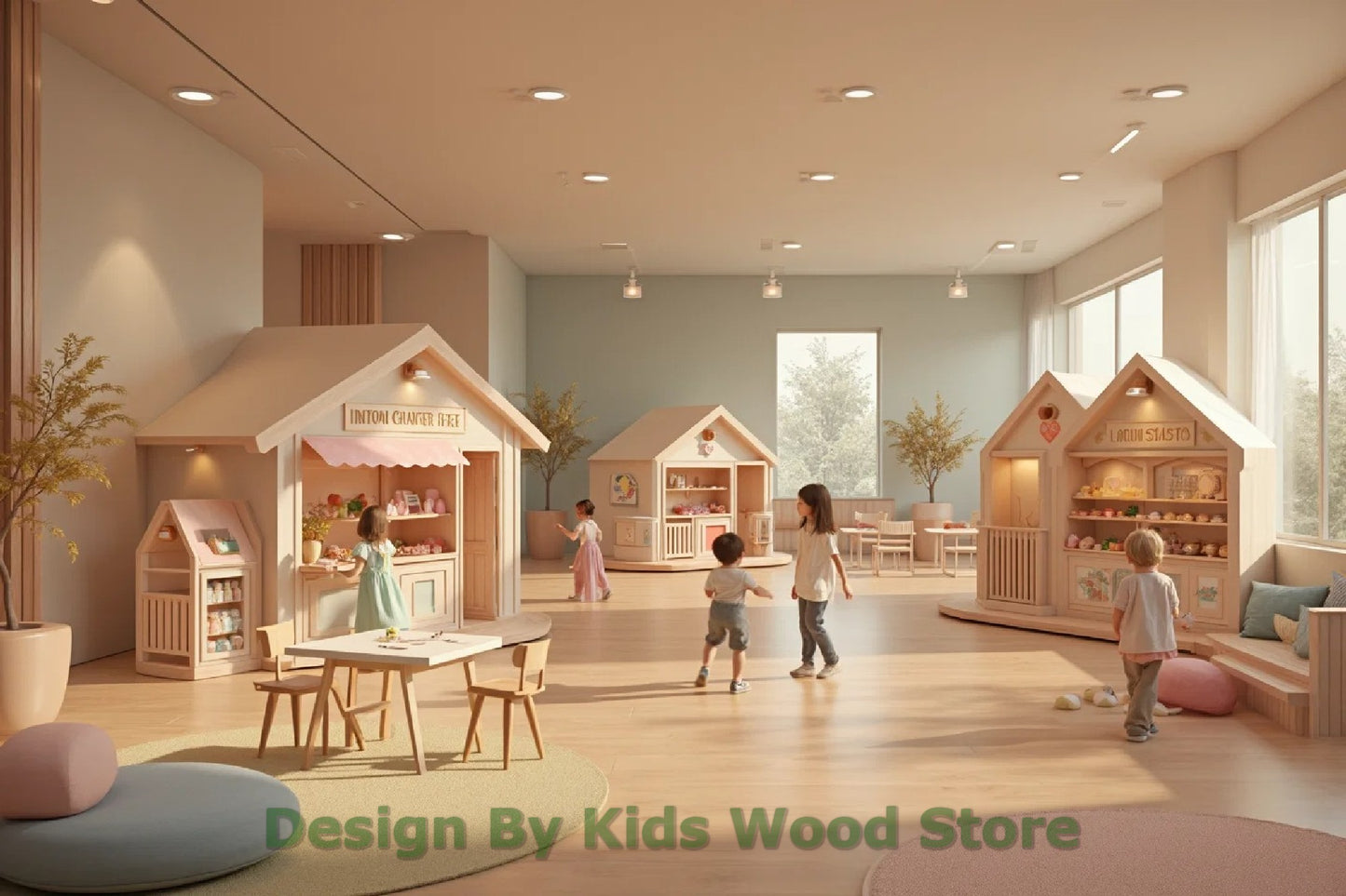 Customizable Educational Indoor and Outdoor Wooden Play Towns for Kids – Imagination-Boosting Designs for Daycares, Play Cafes and Playhouses