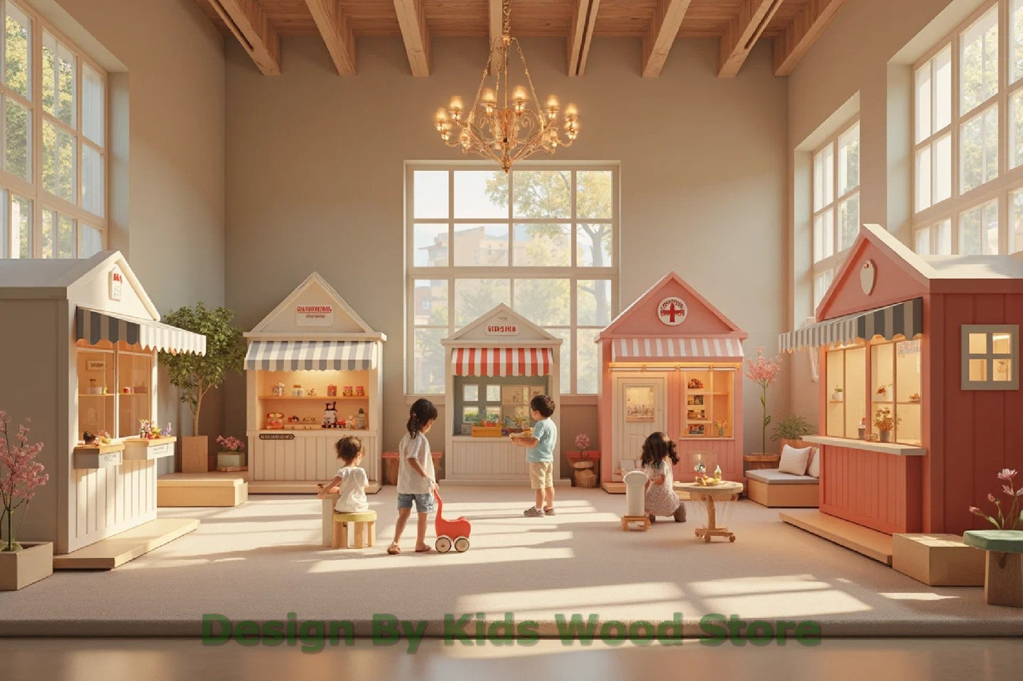 Customizable Educational Indoor Wooden Play Towns for Kids – Imagination-Boosting Designs for Daycares, Play Cafes and Playhouses