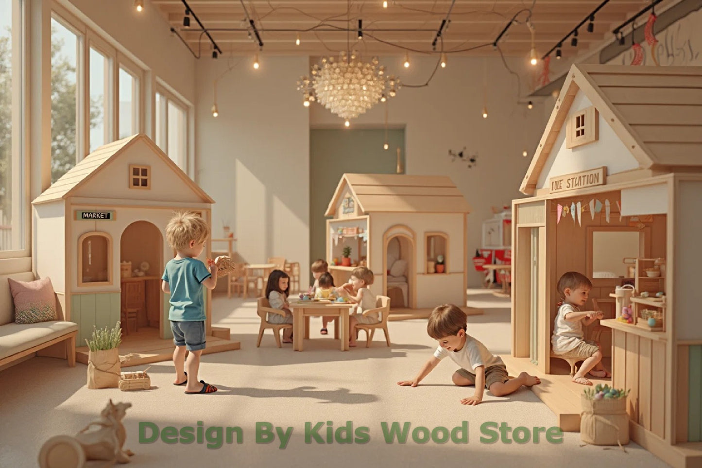 Customizable Educational Indoor and Outdoor Wooden Play Towns for Kids – Imagination-Boosting Designs for Daycares, Play Cafes and Playhouses