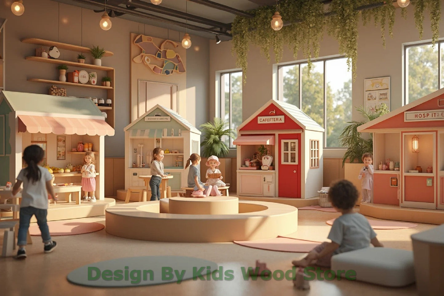 Customizable Educational Indoor and Outdoor Wooden Play Towns for Kids – Imagination-Boosting Designs for Daycares, Play Cafes and Playhouses