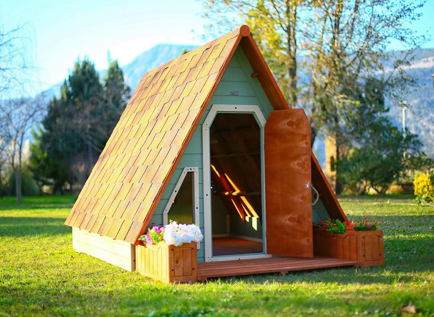 Wooden A-Frame Playhouse – Modern Triangle Cabin for Kids | Budget Friendly