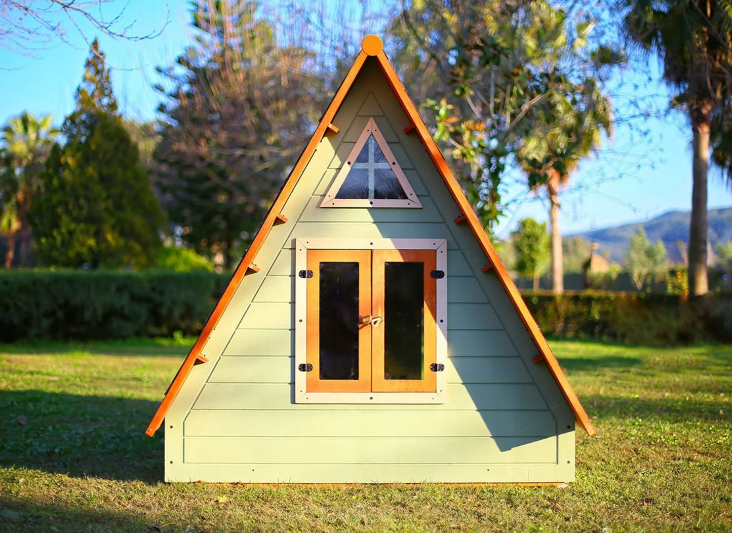 Wooden A-Frame Playhouse – Modern Triangle Cabin for Kids | Budget Friendly