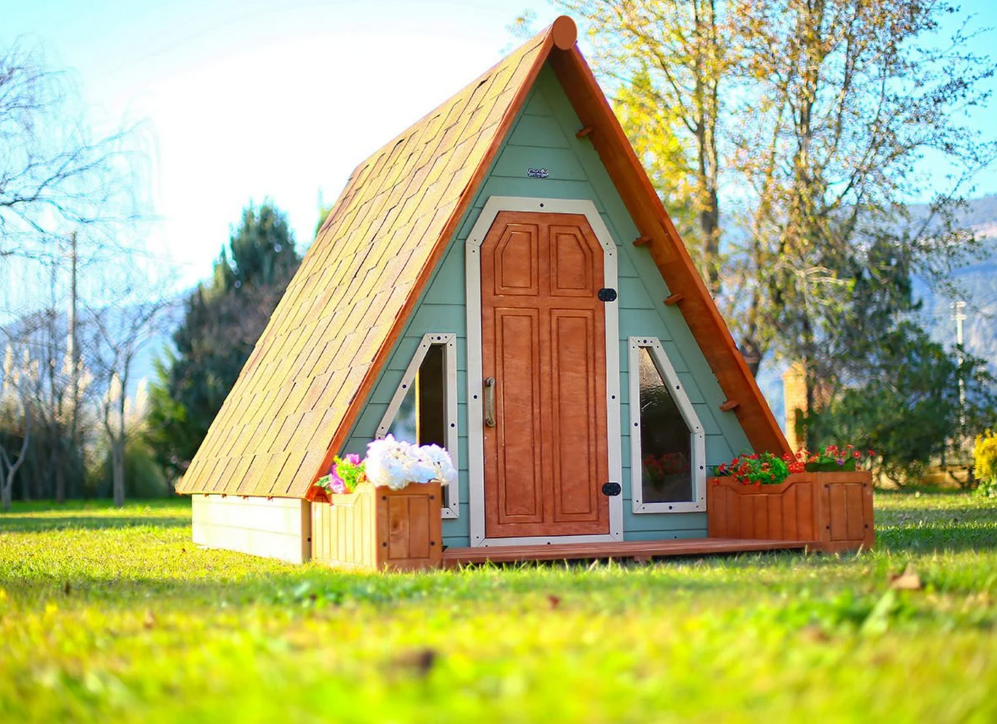 Wooden A-Frame Playhouse – Modern Triangle Cabin for Kids | Budget Friendly