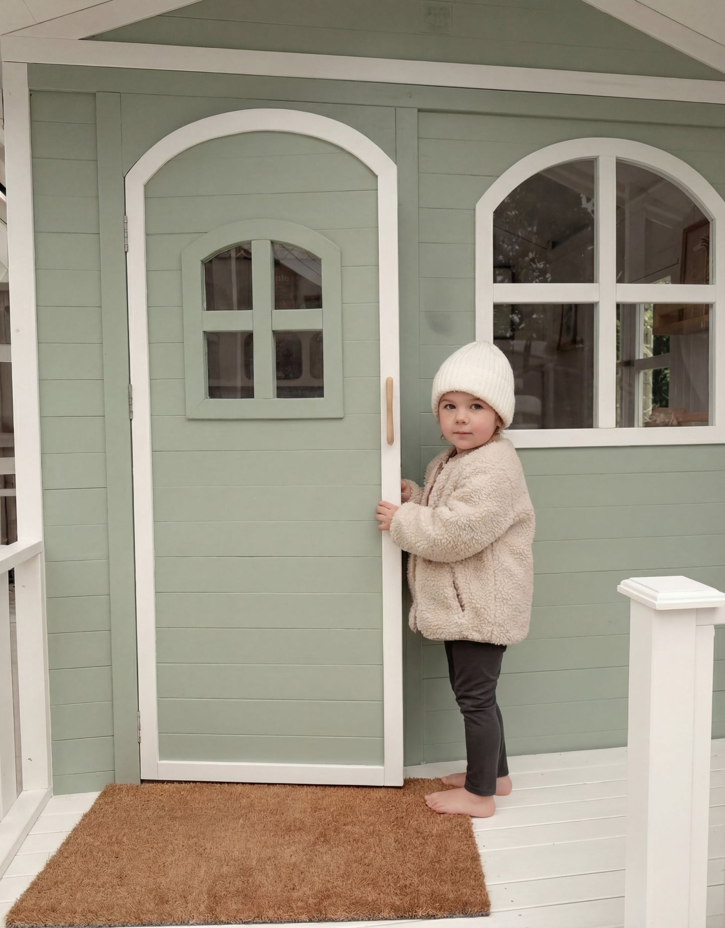 Luxury Outdoor Wooden Playhouse with Front Porch & Side Veranda