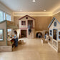 Luxury Wooden Play Town Set — Market + Cottage with Porch + Two-Story Fire Station with Slide & Tunnel Cubes