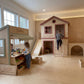 Luxury Wooden Play Town Set — Market + Cottage with Porch + Two-Story Fire Station with Slide & Tunnel Cubes