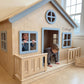 Luxury Wooden Play Town Set — Market + Cottage with Porch + Two-Story Fire Station with Slide & Tunnel Cubes