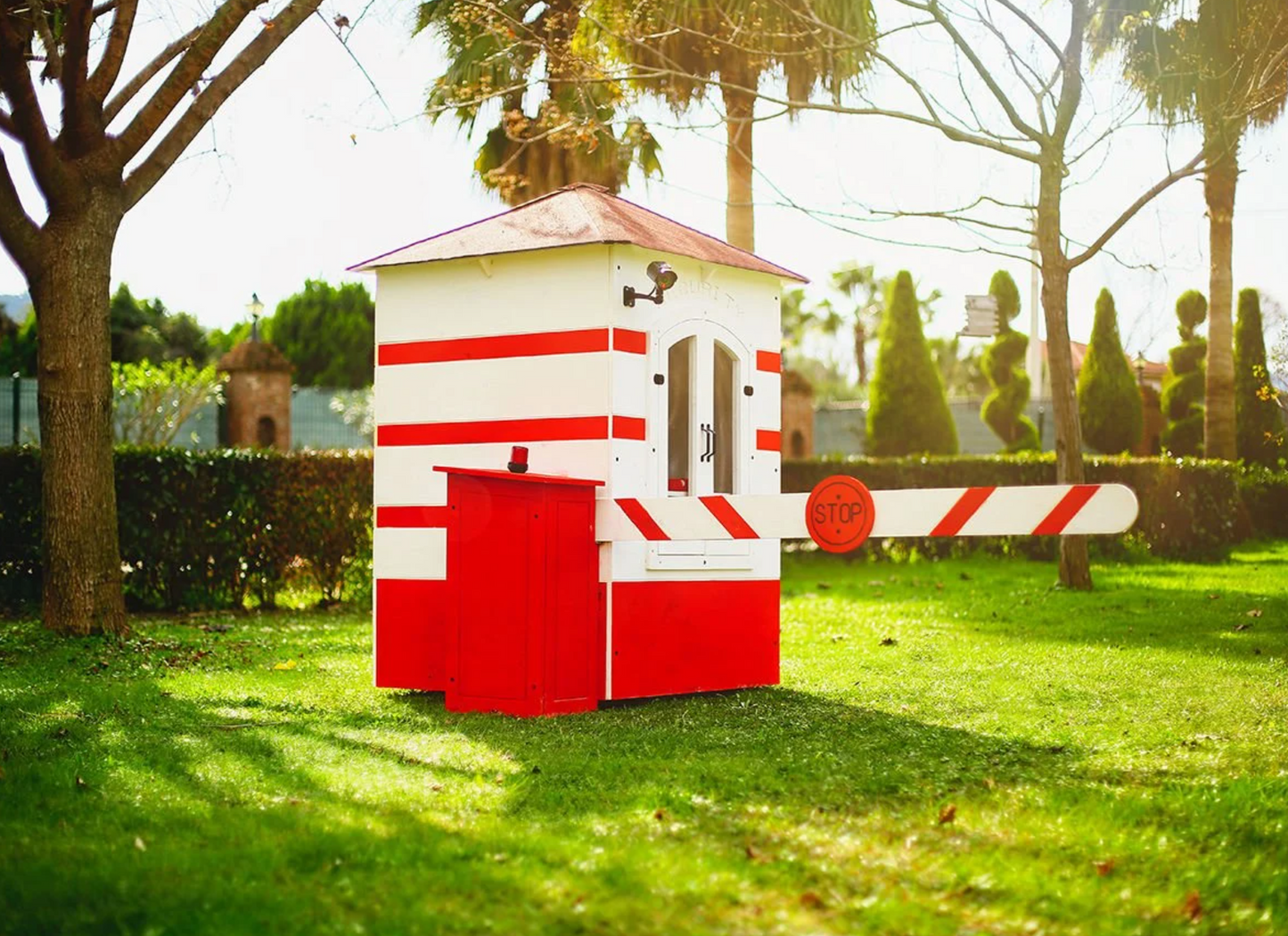 Wooden Security Playhouse with Barrier – Guard House for Kids | Budget Friendly
