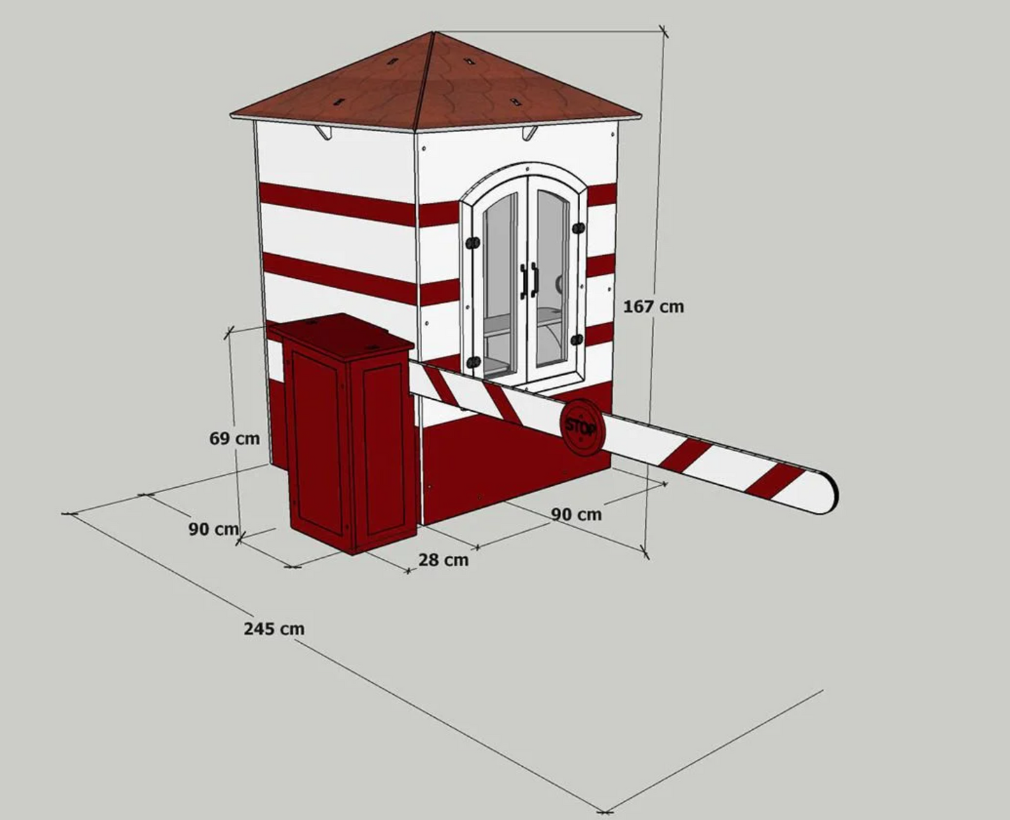 Wooden Security Playhouse with Barrier – Guard House for Kids | Budget Friendly