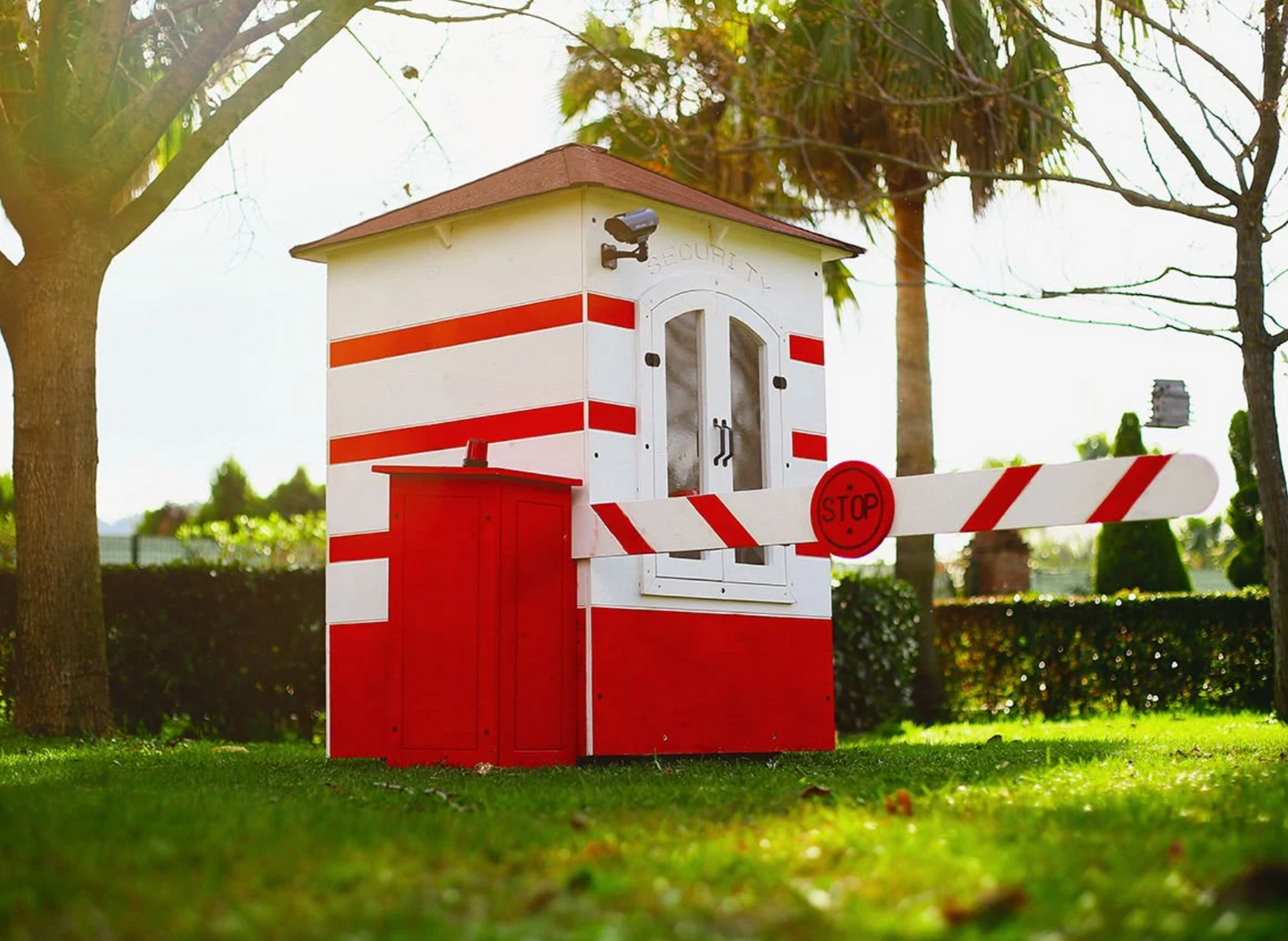 Wooden Security Playhouse with Barrier – Guard House for Kids | Budget Friendly