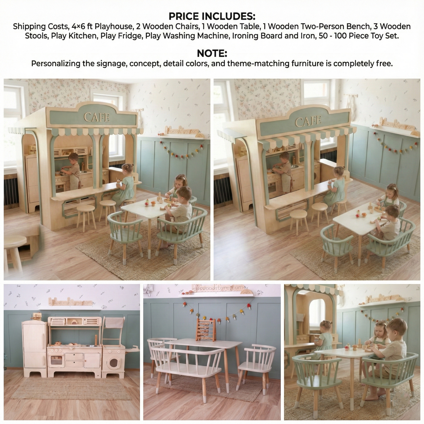 Premium Wooden Playhouse – Fully Customizable 4×6 ft Café Concept