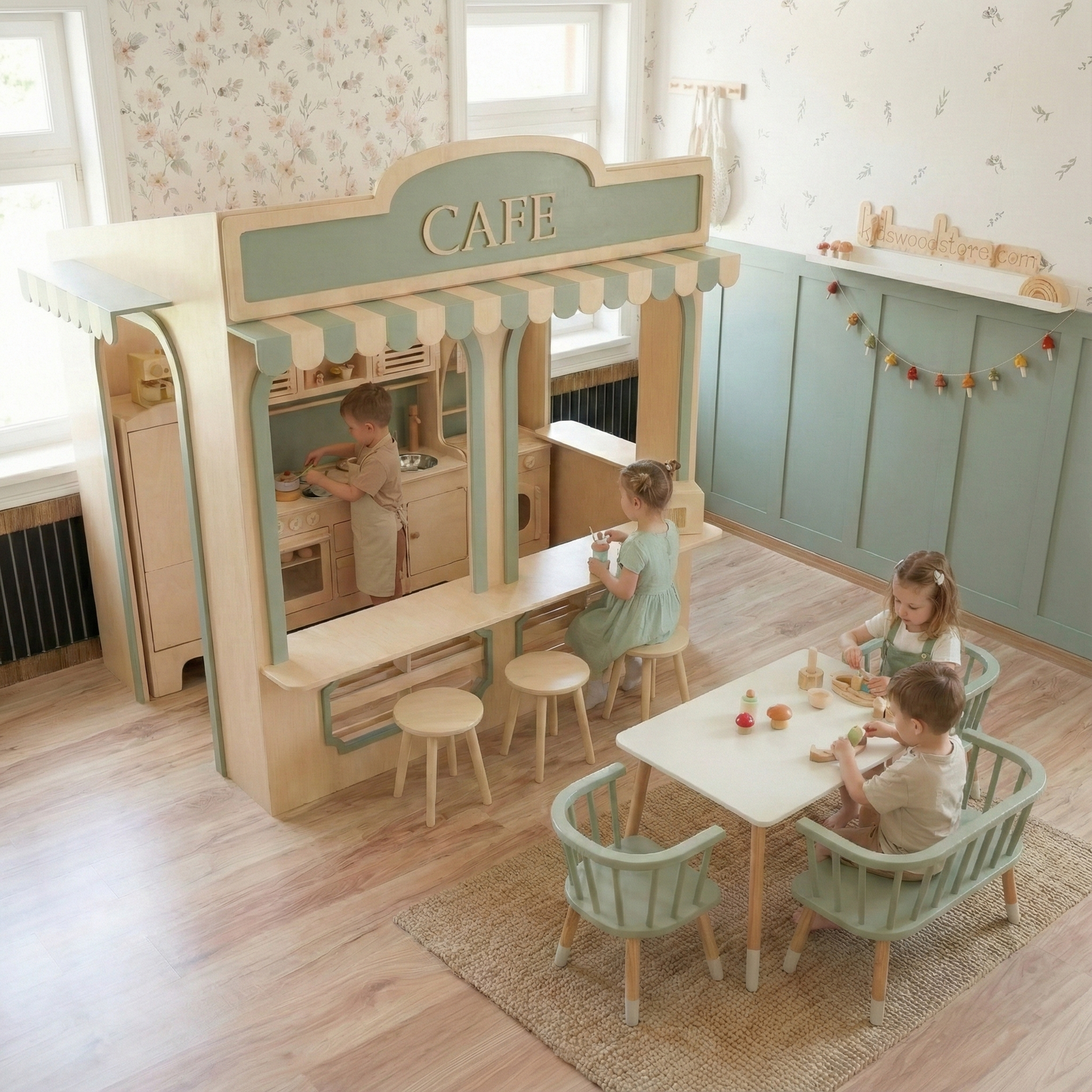 Premium Wooden Playhouse – Fully Customizable 4×6 ft Café Concept