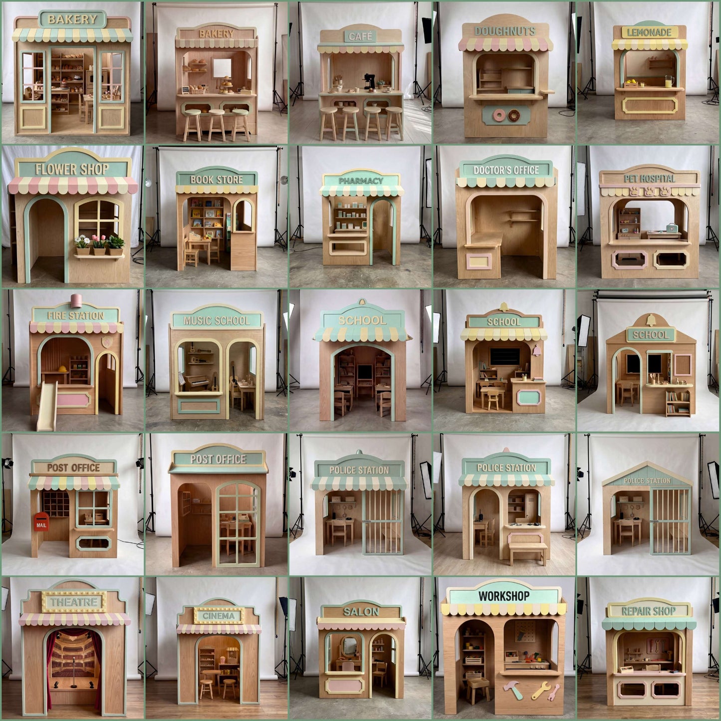 Wooden Police Station Playhouse + Furnitures for Kids | Personalized 20+ Themes | All-Inclusive Turnkey Project