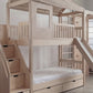 Wooden Adventure Bunk Bed with Climbing Wall, Rings & Rope | Tent Canopy, Slide, Storage Stairs | Indoor Rock Climbing Kids Loft Bed
