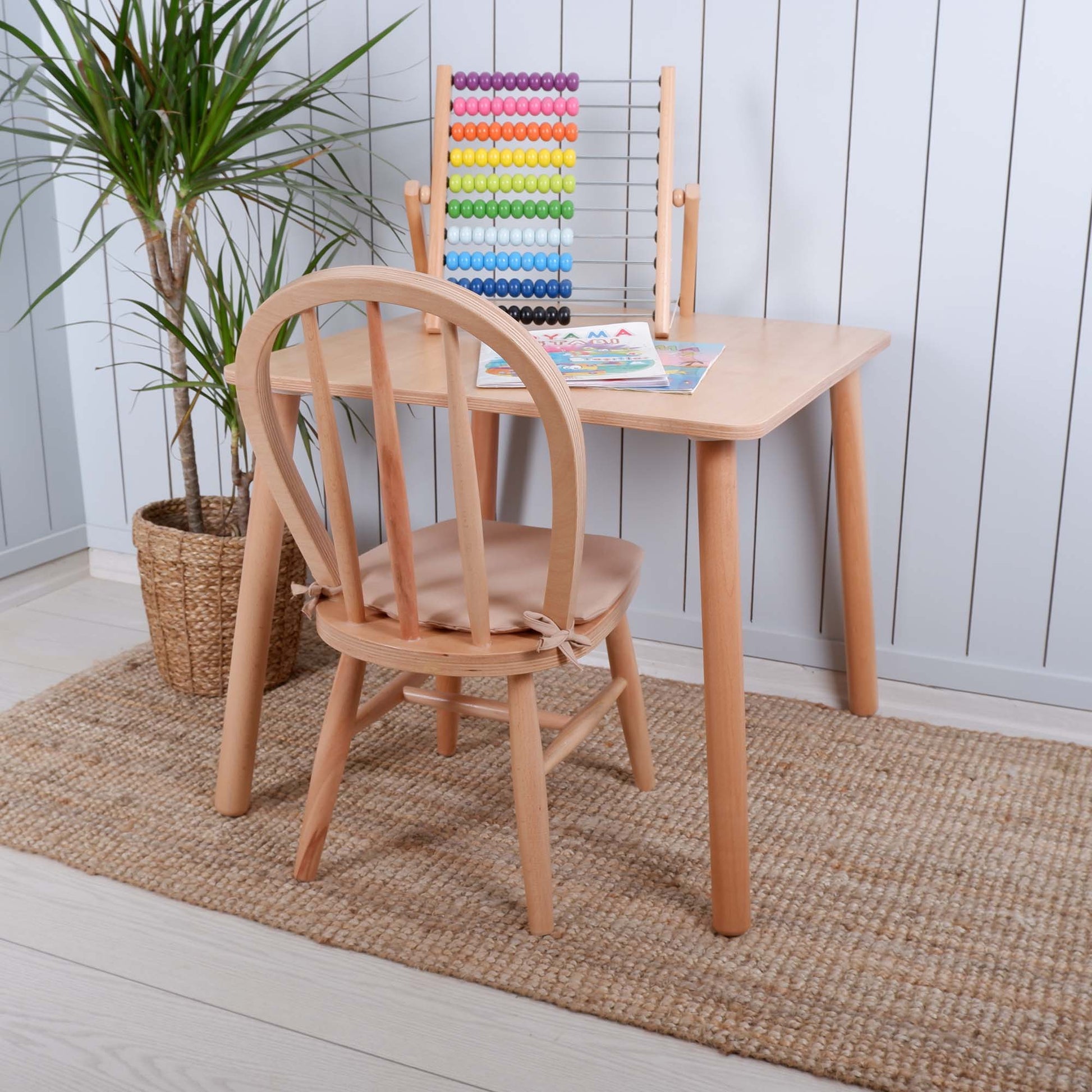 Wooden Kids Table, Kids Windsor Chair, and Kids Windsor Bench Set