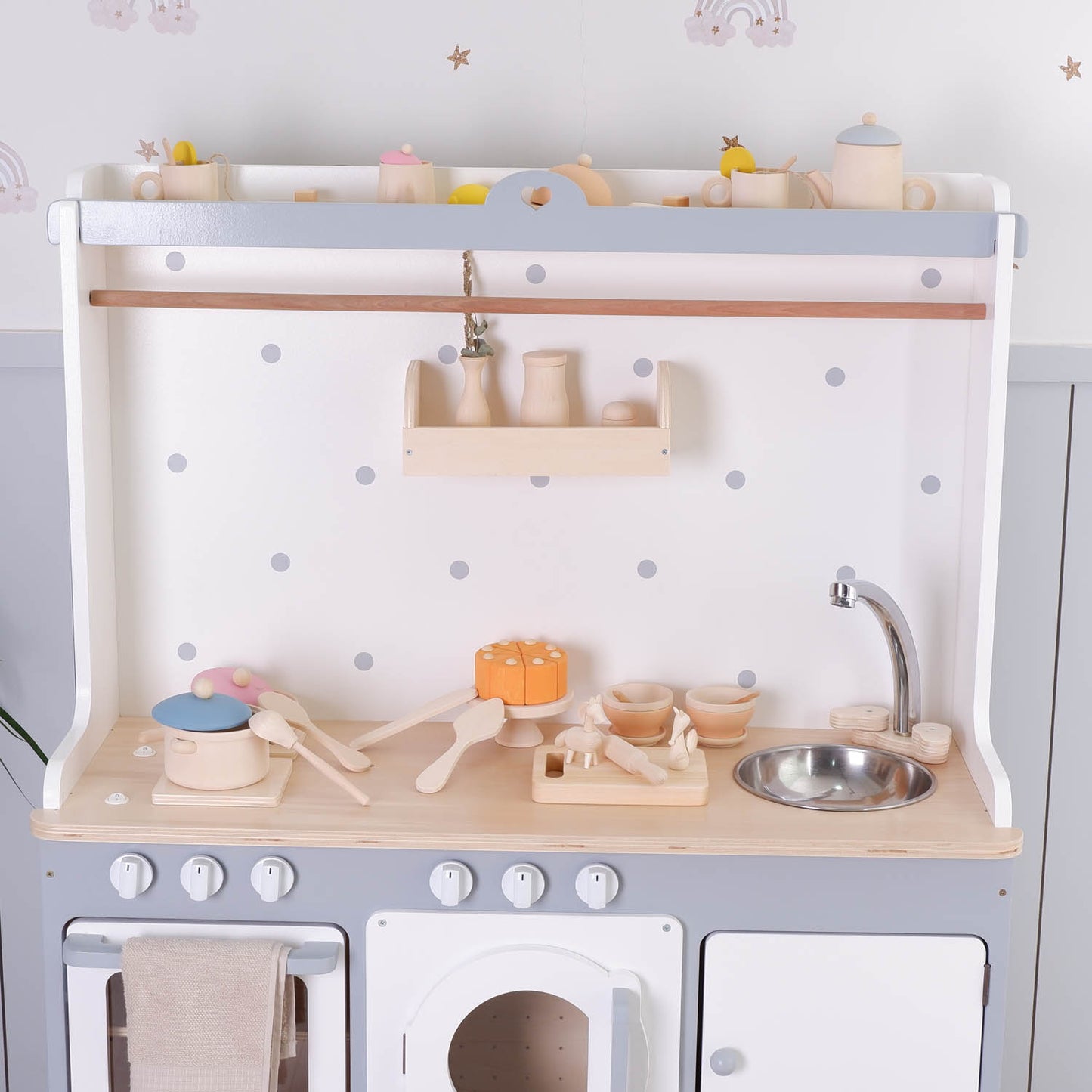 Küchengeschirr-Set aus Holz, Spielzeug für Kinder