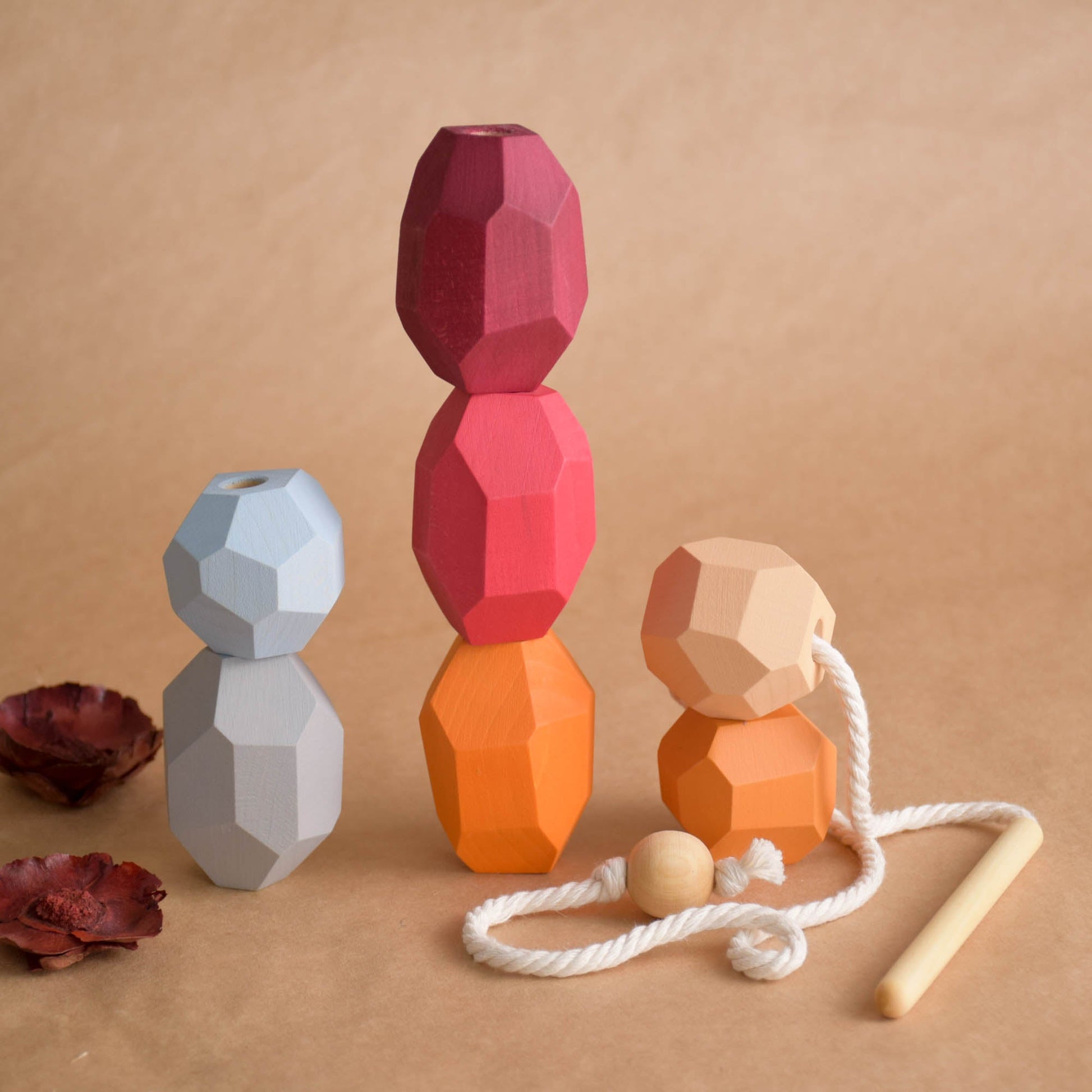 Lacing Toy Wooden Stacking Stones