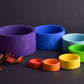Color Sorting Wooden Nesting Bowls Set Rainbow