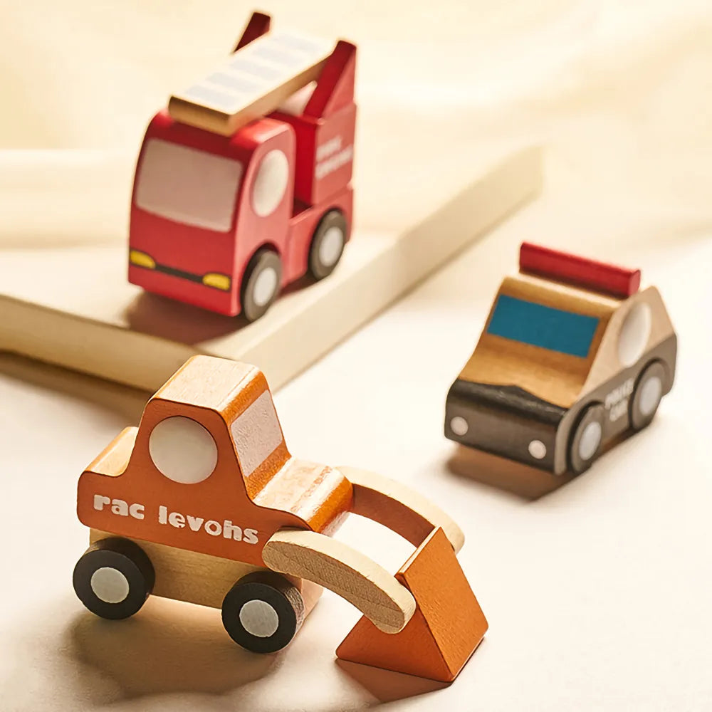 Mini Wooden Cars Truck Aircraft Model Toy Montessori Wooden Education Colorful Vehicle Toys Simulation Cars Decoration Gift