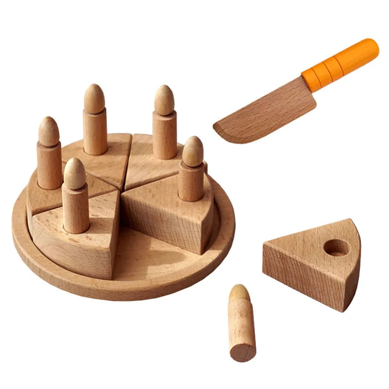 Children Simulation Birthday Cake Wooden Toy Pretend Play Beech Wooden Pallets Food Cutting Cake Interactive Games Kitchen Toys For Wooden Play Kitchen