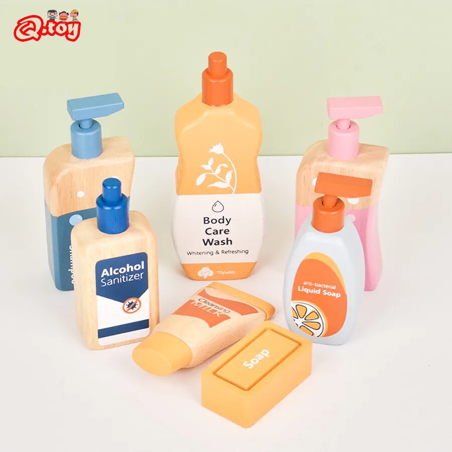 Pretend Play Toy Wooden Baby Care Washing Set Kids Imitation Game for Girls Montessori Learning Educational Toy for Girls