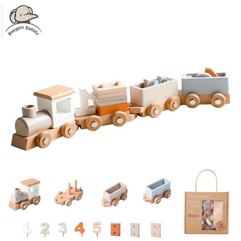 Ahşap Tren Doğum Günü Oyuncak Montessori Oyuncaklar Bebek Eğitici Oyuncaklar Ahşap Arabası Bebek Öğrenme Oyuncaklar Ahşap Bebek Oyuncakları Sayısı 