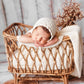 Newborn Photography Props Baby Basket Vintage Rattan Baby Bed Weaving Baskets Wooden Crib for Newborn Photo Shoot Furniture