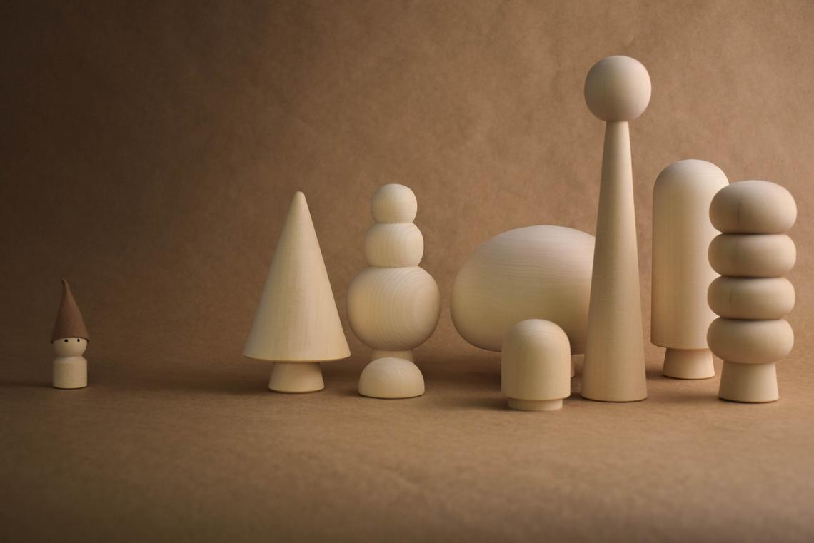 Wooden Tree Figurines Unfinished