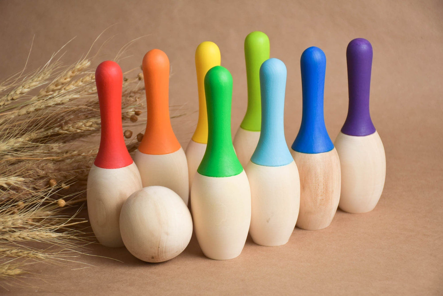 Mini Wood Bowling Game with Pins, Bowling Kids Sets, Wooden Toys for Toddlers, Educational Toy, Party Games, First Birthday Baby Gift