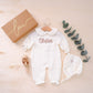 Personalisiertes Coming-Home-Outfit, Neugeborenes Mädchen-Coming-Home-Outfit, individuelles Baby-Mädchen-Krankenhaus-Outfit, Baby-Mädchen-Coming-Home-Outfit