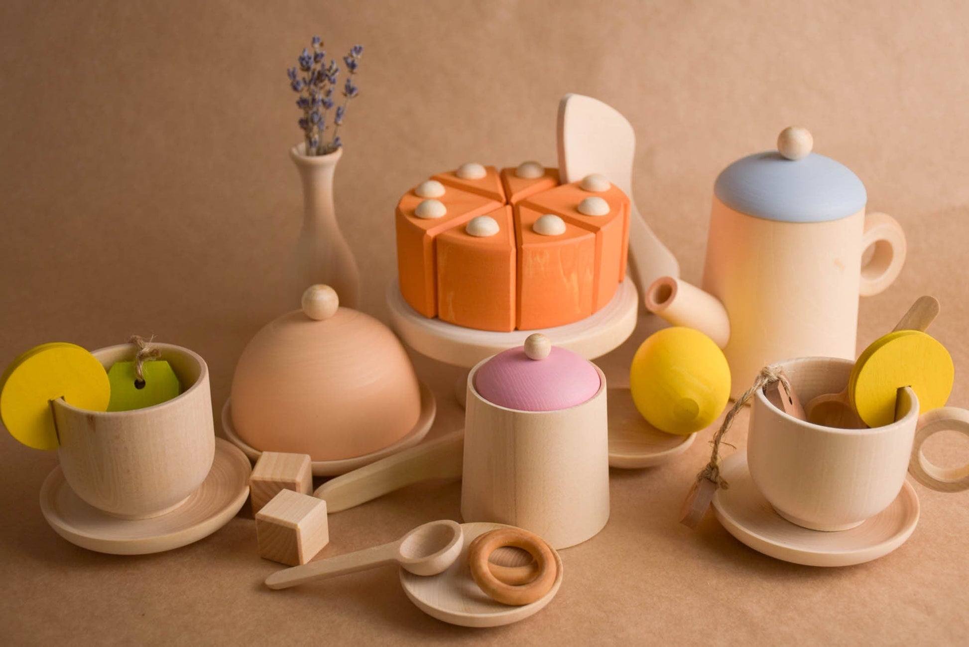 Wooden Tea Set for Playing, Wooden Toy Tea Set For Wooden Play