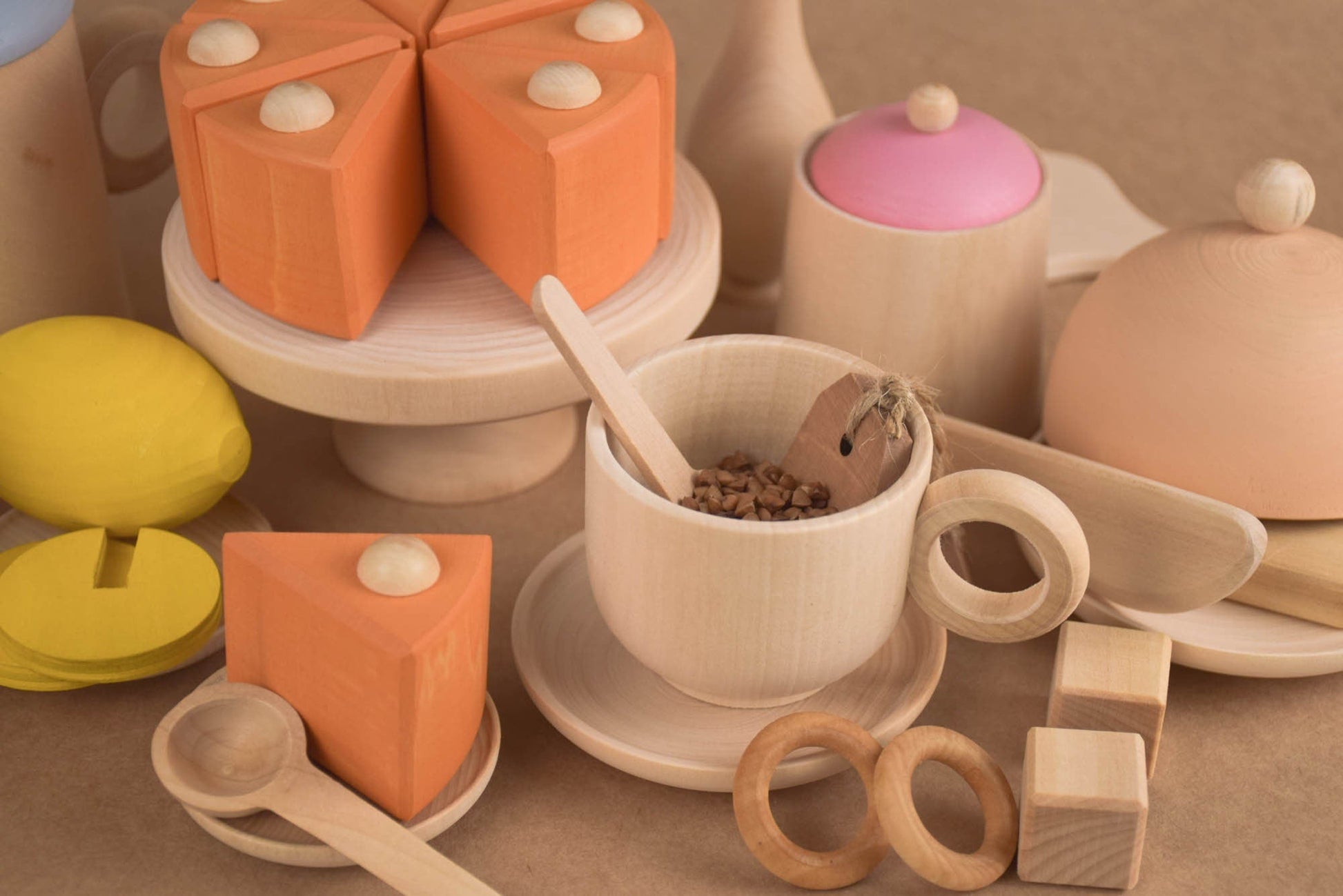 Wooden Tea Set for Playing, Wooden Toy Tea Set - Kids Wood Store